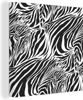 Canvas Schilderij Patronen - Zebraprint - Zwart - 20x20 cm - Wanddecoratie