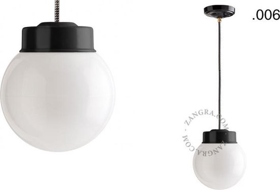 Zangra hanglamp van porselein en glas, melkglas lampenkap | bol.com