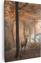 Artaza Canvas Schilderij Hert In Het Bos - Herfst - 40x50 - Foto Op Canvas - Canvas Print