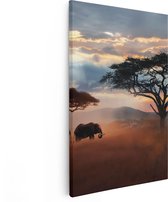 Artaza Canvas Schilderij Olifant In Het Wild - Savanne - 40x60 - Poster Foto op Canvas - Canvas Print