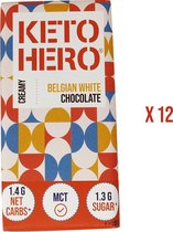 KETO-HERO® - Belgische Witte Chocolade - KETO - Suikerarm - 12 x 100 g
