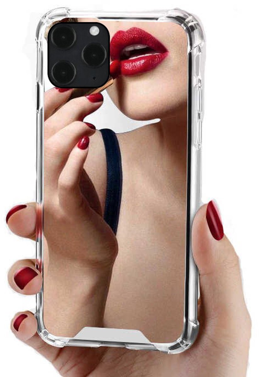 Hoesje geschikt voor iPhone 12 Pro - Backcover - Spiegel - TPU - Zilver