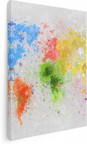 Artaza - Peinture sur toile - Wereldkaart avec des taches de peinture - Abstrait - 60 x 80 - Photo sur toile - Impression sur toile