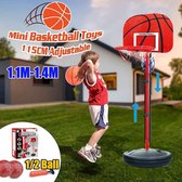 Basketbalstandaarden-Verstelbare Kids Basketbal Doel Hoepel Speelgoed Set Basketbal -1.1M 2 Balls