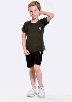 Sportkleding Set / Gympak - T-Shirt en Korte Broek - 146/152 - Jongens Legergroen