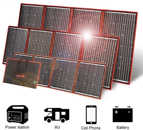 WYGBMZL Draagbaar Zonnepaneel 160W Zonnepaneel 18V Hoog Rendement Monokristallijn Draagbaar Flexibel Waterdicht Noodopladen Buiten Oplaadbaar Power Waterdicht Voor Buiten Kamperen Color 80w And 50a