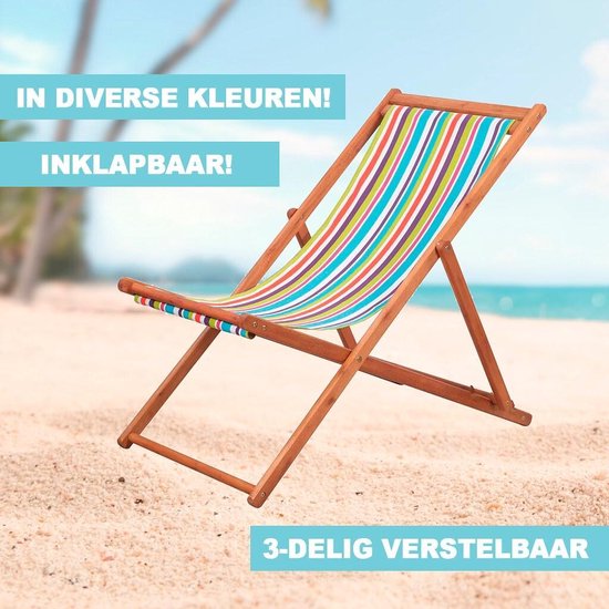 stuk Ambtenaren Klokje Strandstoel - meerdere kleuren - inklapbaar - hoogwaardig - ligstoel -  houten stoel -... | bol.com