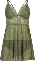 Hunkemöller Dames Nachtmode Babydoll Beatriz  - Groen - maat XS