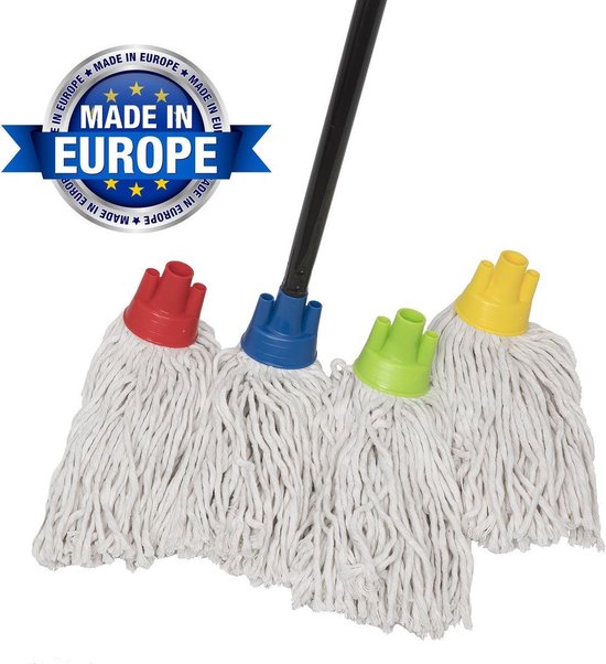 Maus spaanse mop met steel - 4 x dweil en dweilstok - Made in the EU |  bol.com