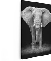 Artaza Canvas Schilderij Olifant - Zwart Wit - 20x30 - Klein - Foto Op Canvas - Canvas Print