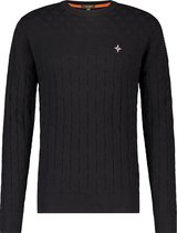 Haze & Finn Trui Knit Crew Structure Mu16 0232 Black Mannen Maat - XL