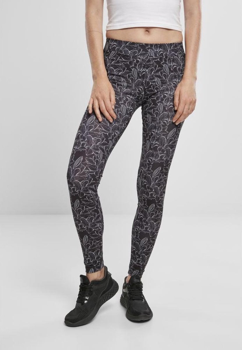 Urban Classics AOP Hibiscus Legging 5XL Zwart