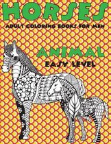 Adult Coloring Books for Men Easy Level - Animal - Horses