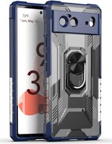 Google Pixel 6 Hoesje Hybride Kickstand Back Cover Blauw