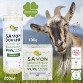 Cigale Bio, Biologische geiten melk zeep 100g | Olijf olie douchegel 250ml. Zonder conserveermiddel. Diervriendelijk