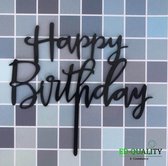 Happy Birthday Taart Topper - Taart topper - Cake topper - Happy birthday- Let op: Zwart