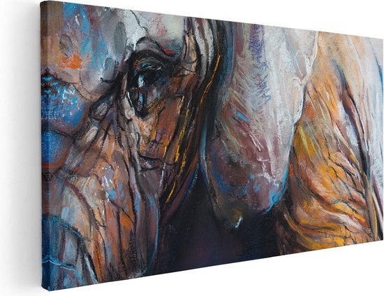Artaza Canvas Schilderij Getekende Olifant Van Dichtbij - Abstract - 120x60 - Groot - Foto Op Canvas - Canvas Print