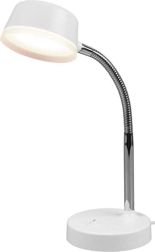 LED Bureaulamp - Torna Kiki - 4W - Warm Wit 3000K - Rond - Mat Wit - Kunststof