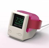 Retro Laadstation Voor geschikt voor Apple Watch Series - Grijs Roze | Watchbands-shop.nl