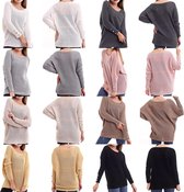 Damestrui - Oversized - 7/8 Mouw - Trui - Fashion Trui - Wit - Maat - S/M
