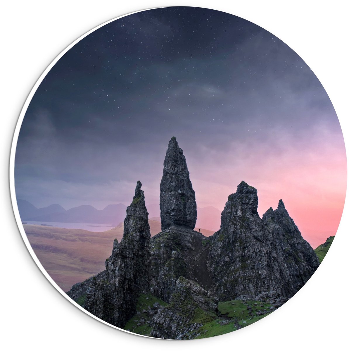 Forex Wandcirkel - Rotsachtige Bergen - 20x20cm Foto op Wandcirkel (met ophangsysteem)
