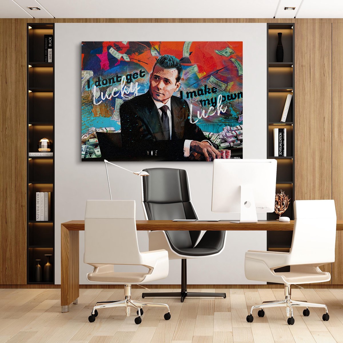 Kanwall - Schilderij - Luxe Harvey Specter Woonkamer Kantoor Lv Design Winkel ** Dik! Effect** - Multicolor - 75 X 100 Cm