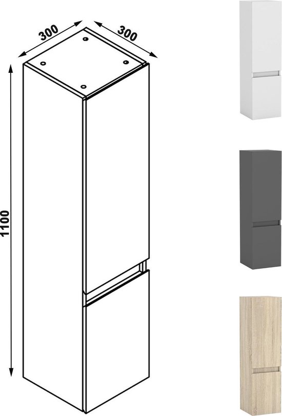 Hoge kast Aruba wit, kleur wit, hoogglans, hangkast, moderne badkamerkast, wandkast Hoge kast Aruba wit, kleur wit, hoogglans, hangkast, moderne badkamerkast, wandkast