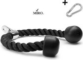 MIRO Triceps Touw Fitness Zwart Nylon 70CM + Karabijnhaak