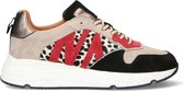 Manfield - Dames - Zwarte sneakers met cheetahprint details - Maat 40