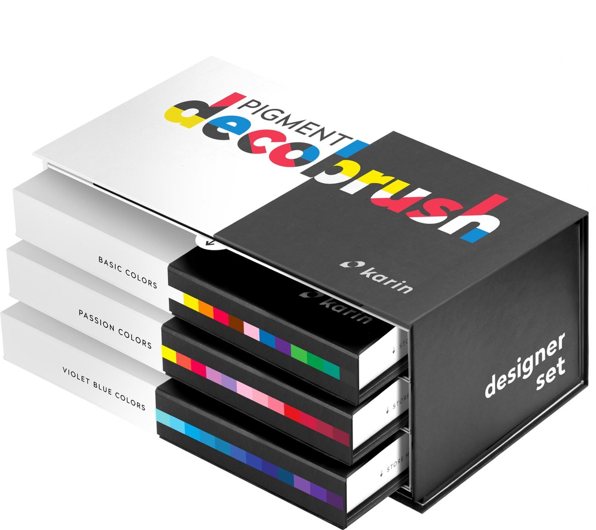 Karin - Pigment DecoBrush Acrylmarkers - set van 36 - Designer Colors