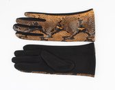 Indini - Handschoenen - Winter - Handschoen - Snake print - Zwart - Okergeel - Winter