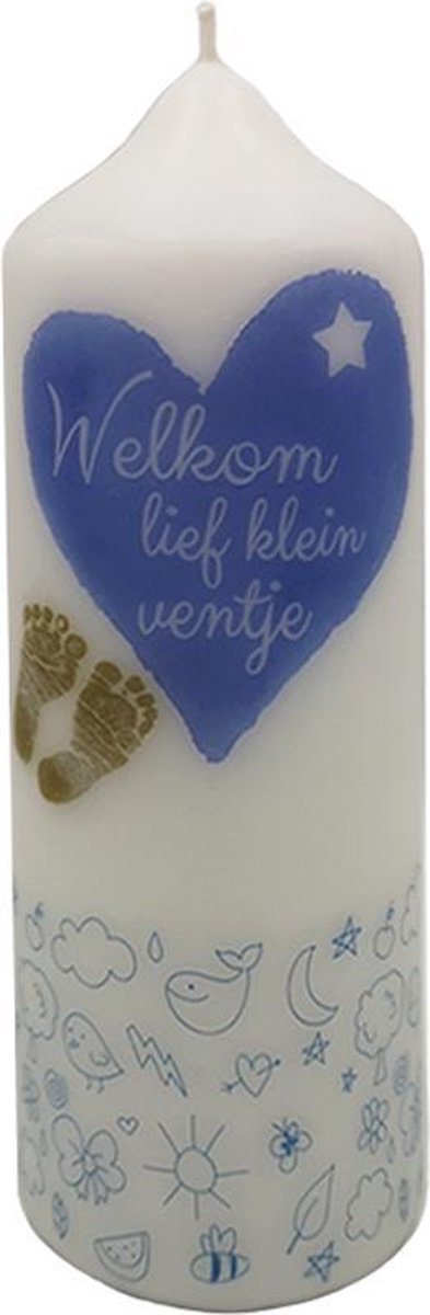 Kraamcadeau Jongen Geboortekaars Zoon  Welkom kleine vent baby cadeau jongen Felicitatie Kaars