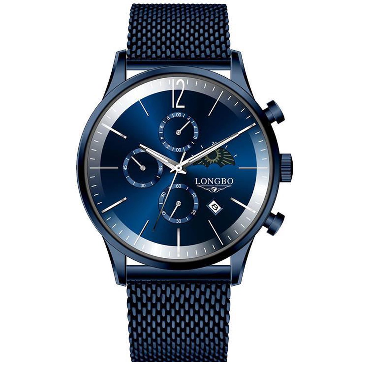 Longbo - Heren Horloge - Blauw/Blauw - 43mm (Productvideo)
