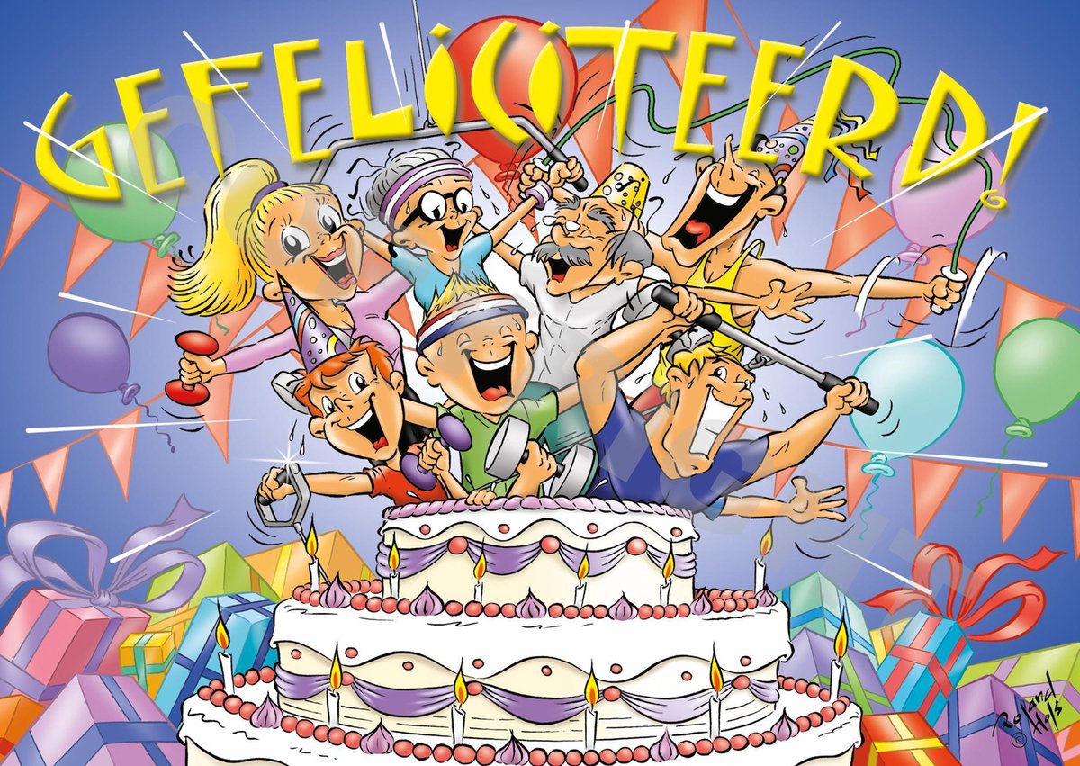 Ansichtkaart 2000 stuks GEFELICITEERD! Taart - Fitness