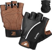 Zacro Fiets Handschoenen - Bruin - Halve vingers - Unisex - Antislip schokabsorberend - Mountainbike - Racefiets - Maat L