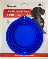 Flamingo Silicon Travel Bowl Blue 500ml - Reiskom Drinkbak Hond