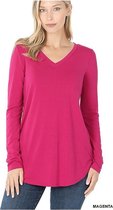 ZENANA | Premium V-hals Top | Magenta | LARGE