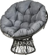 Sunny Papasan fauteuil met bekleding rieten fauteuil 360 graden rotan grijs
