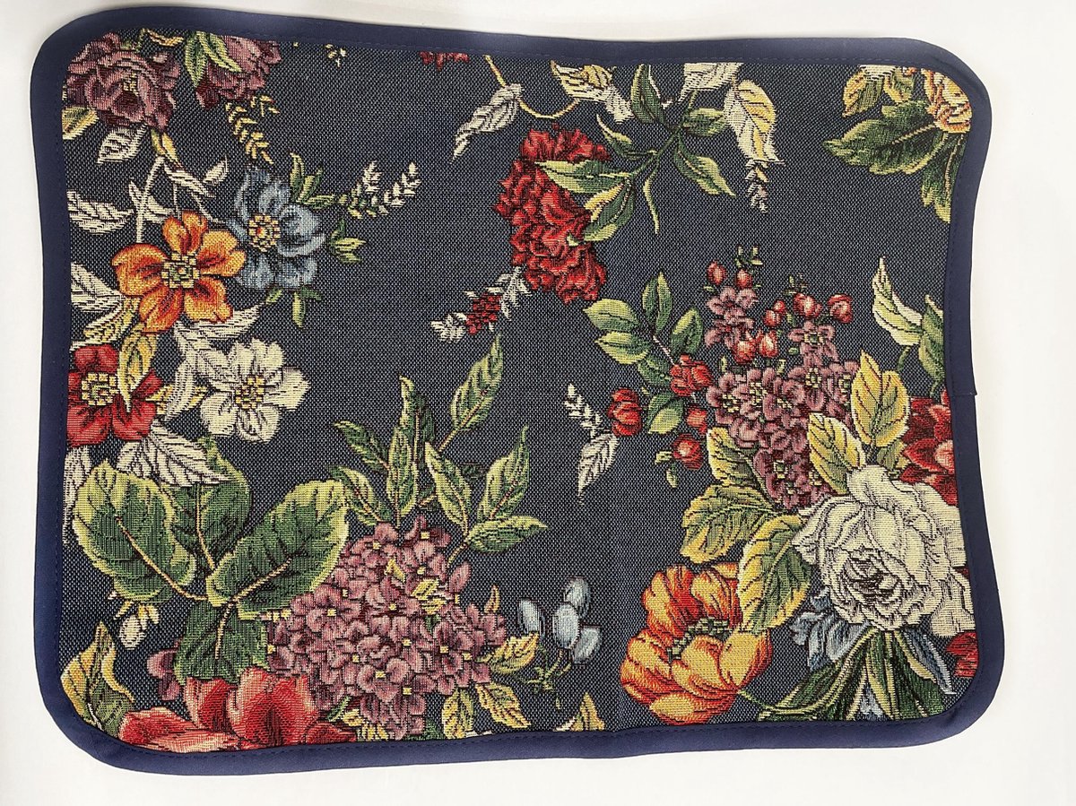 Placemat donkerblauw met kleurige bloemen - Kate Navy