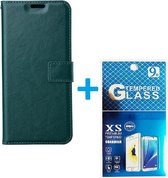 Portemonnee Book Case Hoesje + 2x Screenprotector Glas Geschikt voor: iPhone 13 -  groen