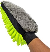 Auto Handschoen | Microvezel Schoonmaak Spons | Autospons | Washandschoen | Auto Wassen | Schoonmaakspons | Grijs/Groen