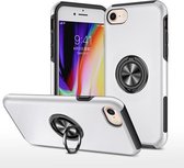PC + TPU schokbestendige magnetische beschermhoes met onzichtbare ringhouder voor iPhone SE 2020/8/7 (zilver)