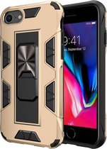 Voor iPhone SE 2020 & 8 & 7 Armor schokbestendig TPU + PC magnetische beschermhoes met onzichtbare houder (goud)