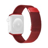 Dubbele sectie Milanese magnetische elasticiteit vervangende band horlogeband voor Apple Watch Series 6 & SE & 5 & 4 40 mm / 3 & 2 & 1 38 mm (wijnrood)