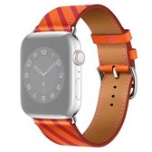 Strip textuur lederen vervangende horlogebanden voor Apple Watch Series 6 & SE & 5 & 4 44 mm / 3 & 2 & 1 42 mm (oranje roos)