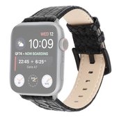 Slangenleer vervangende horlogeband voor Apple Watch Series 6 & SE & 5 & 4 40 mm / 3 & 2 & 1 38 mm (zwart)
