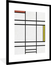 Fotolijst incl. Poster - Compositie in wit, rood en geel - Piet Mondriaan - 60x80 cm - Posterlijst