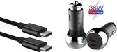 Autolader USB-A & USB-C met USB-C Oplaadkabel - Snellader - Auto Lader - Sigarettenaansteker Oplader - Geschikt voor Xiaomi Mi Band/9T/Mix/Note 10 Lite / Mi Fit Band / PocoPhone F1/ Redmi 4/5