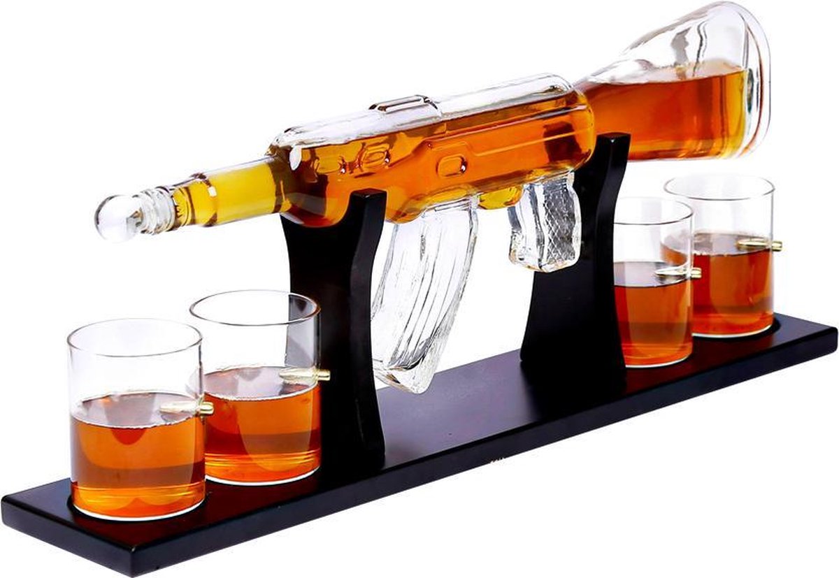 Whiskey Karaf Ak 47 Met 4 Whiskey Glazen Whiskey Set Whiskey Karaf Met Glazen 4322