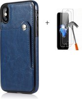 GSMNed – Leren telefoonhoes iPhone 12 mini blauw – Luxe iPhone hoesje – pasjeshouder – Portemonnee – blauw – met screenprotector